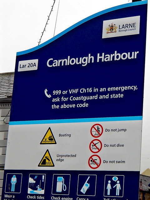 County Antrim Coast Road (A2) - Carnlough Harbour Sign