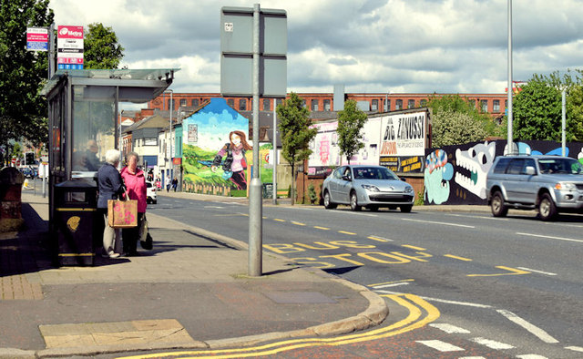 Connswater bus stop (EWAY), Belfast - May 2014(1)