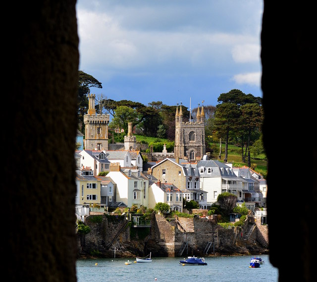 View from Polruan Castle to Fowey, Cornwall