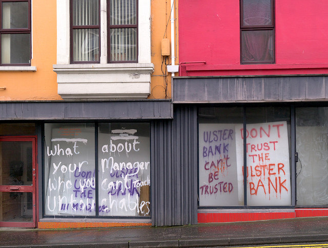 Anti-bank graffiti, Bangor
