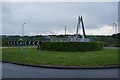 Roundabout at the west end of Chartist Bridge