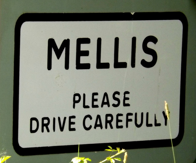 Mellis Village Name sign on Mellis Road