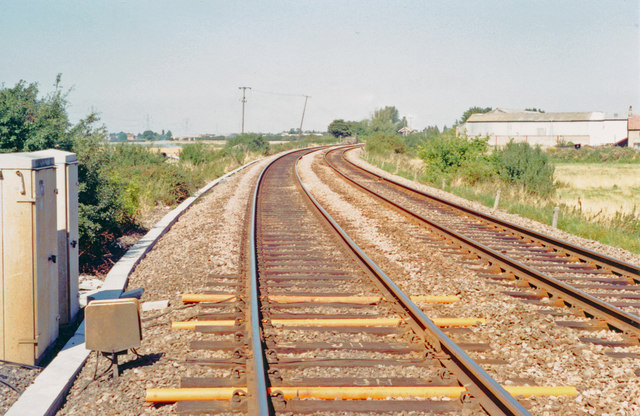 Approaching the site of the former Soham station, 1991