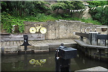 SE0623 : Yellow bike on Rochdale Canal by michael ely