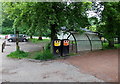 Recycling bins in Queenswood Country Park, Dinmore Hill