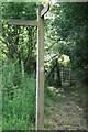 TQ2054 : Footpath guidepost and kissing gate by Hugh Craddock