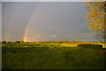 SJ6446 : Double rainbow over the Cheshire Plain, Coole Pilate by Christopher Hilton
