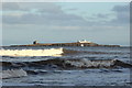 NU2135 : Inner Farne from the beach at Bamburgh by Rob Noble
