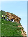 SY4690 : Broadchurch Camera Crew Filming from Top of East Cliff, West Bay by Nigel Mykura