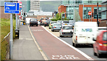 J3473 : Bus lane, East Bridge Street, Belfast (EWAY) - June 2014(1) by Albert Bridge