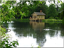 SK9339 : Boathouse Pond at Belton House by Sandra Humphrey