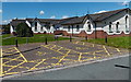 Yellow road markings near Pontyclun Community Centre