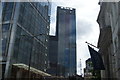 View of a new towerblock on London Wall from Bishopsgate