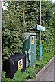 Sign and boxes, Cefn-y-bedd railway station