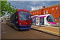 Midland Metro trams nos. 16 & 20 at St. Georges, Bilston Street, Wolverhampton