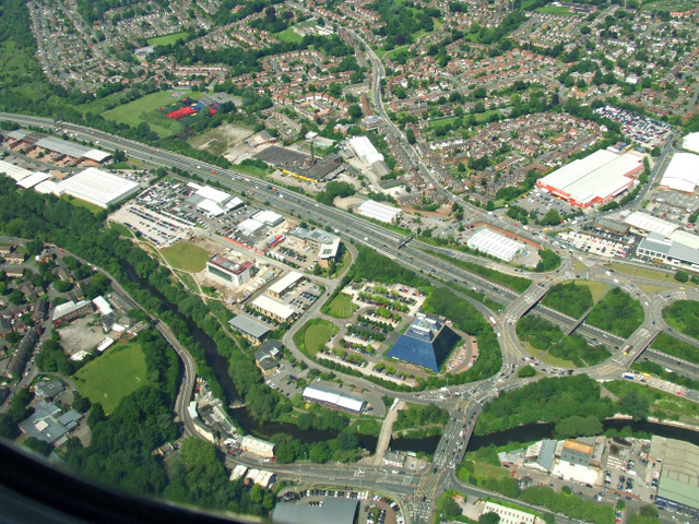 The Stockport Pyramid from the air