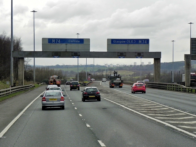 M73 approaching Interchange with M74 © David Dixon :: Geograph Britain ...