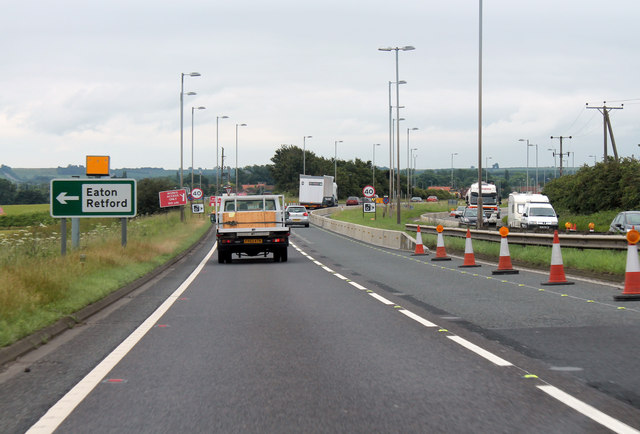 A1 approaching junction to Eaton & Retford