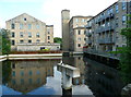 Apartments and lake converted from mill buildings and millpond