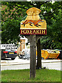 TL8344 : Foxearth Village sign by Geographer