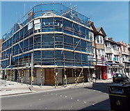 SY6779 : Corner under netting and scaffolding in Weymouth by Jaggery
