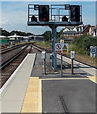 SY6779 : Twin signals at Weymouth railway station by Jaggery