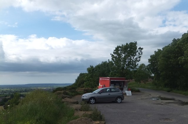 Car park and food van in Hamdon Hill Country Park
