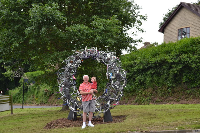 Visitors to the 'Up-Cycle' Sculpture, Kirk Edge Road, Worrall, near Oughtibridge