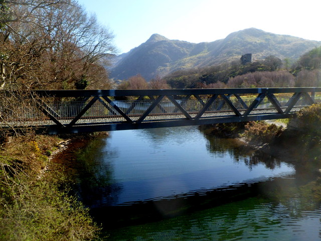 North side of the Afon y Bala railway bridge, Llanberis