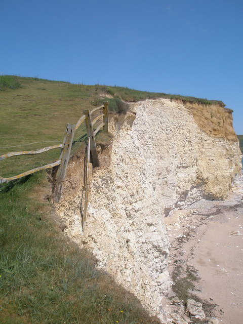 Suspended fence posts at Birling Gap