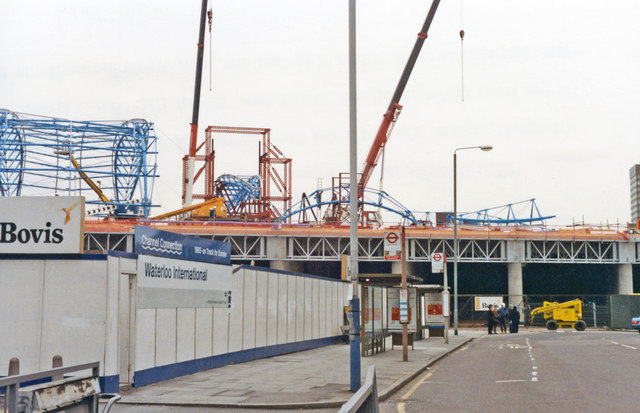 Waterloo Station during construction of International station, 1992