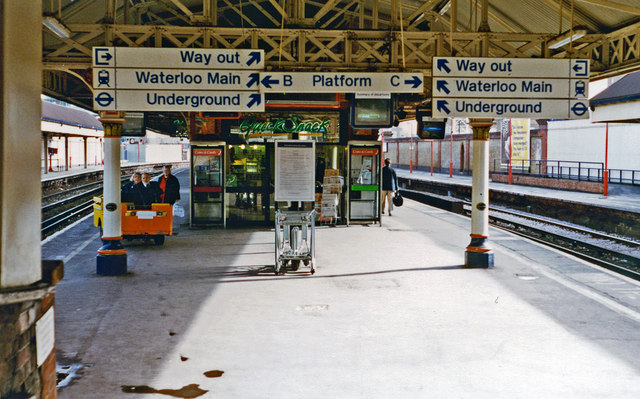 Waterloo East platform view, 1997
