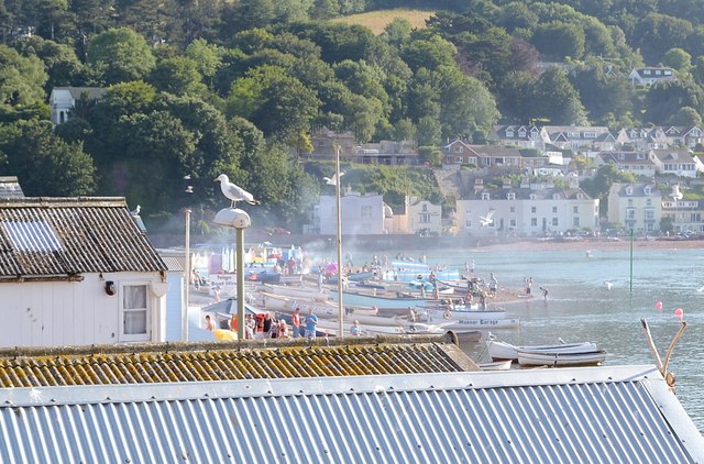 Barbecue smoke, back beach, July evening, Teignmouth