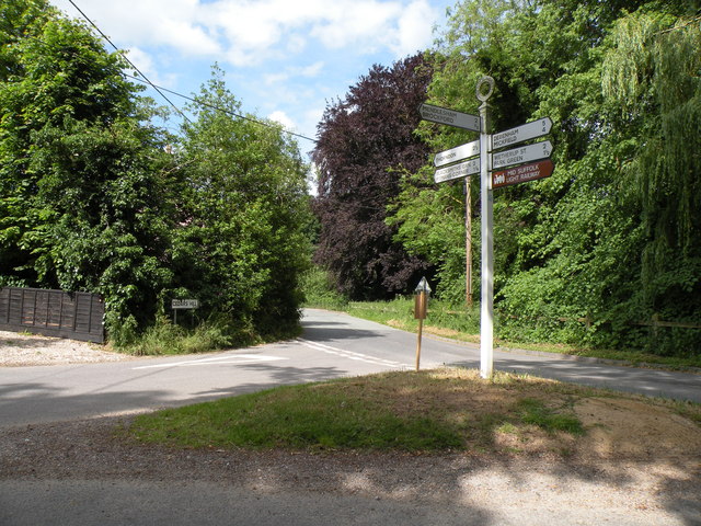 Road junction in Wetheringsett village