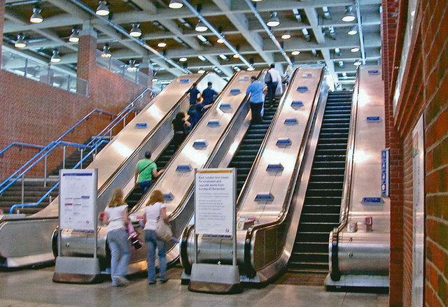 West Ham (High Level) Station, escalators from Low Level platforms