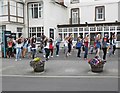 Local dance troup perform outside the Beach Hotel, Minehead