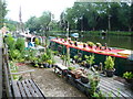 Close up of a garden next to a narrow boat