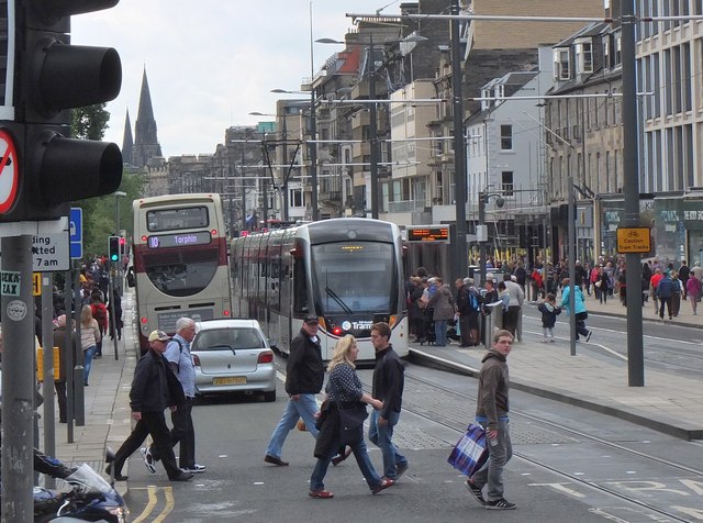 Tram in Princes Street, Edinburgh