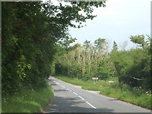 TM2956 : Turning for Valley Farm Riding Centre off B1089 by David Smith