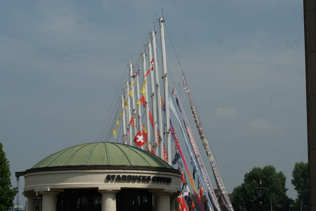 View of a colourful array of masts of the Round the World Clippers from St. Katharine's Dock #2