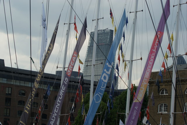 View of a colourful array of masts of the Round the World Clippers from St. Katharine's Dock #5