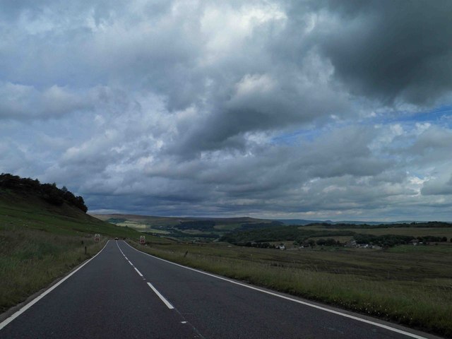 The A53 trunk road descends into Buxton