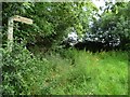 Signpost, public footpath to Caige Bush Farm