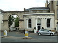 Archway and restaurant