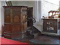 SU6396 : Church of St Mary, Chalgrove - pulpit and chancel rail by Alan Murray-Rust