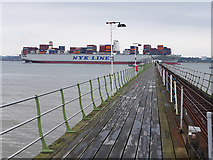 SU4208 : Container ship in Southampton Water by Oliver Dixon