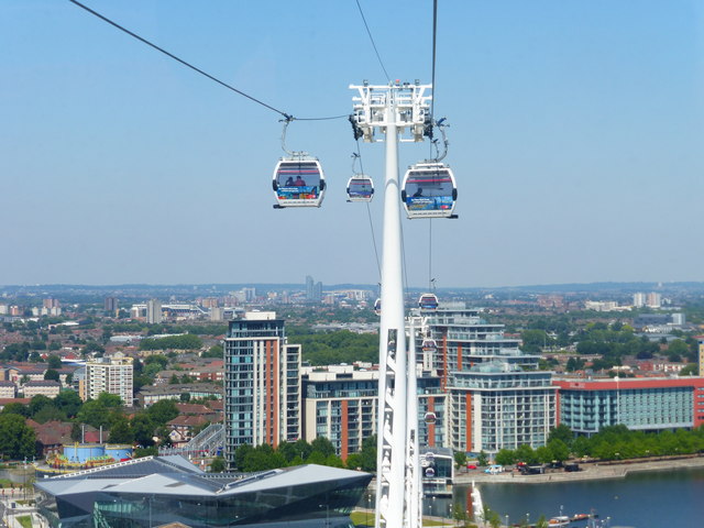 Looking back to the middle pylon for the cable cars