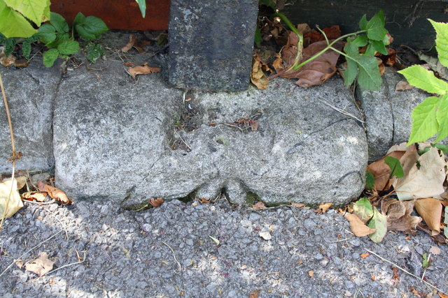 Benchmark on wall north of #94 Kendrick Road