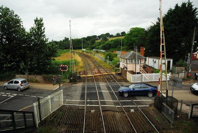 Level crossing and signalbox at Crediton