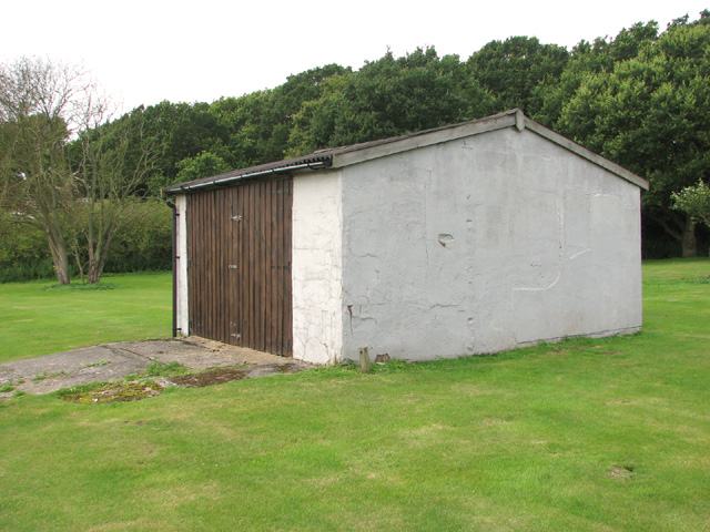 Storage shed on the lawn